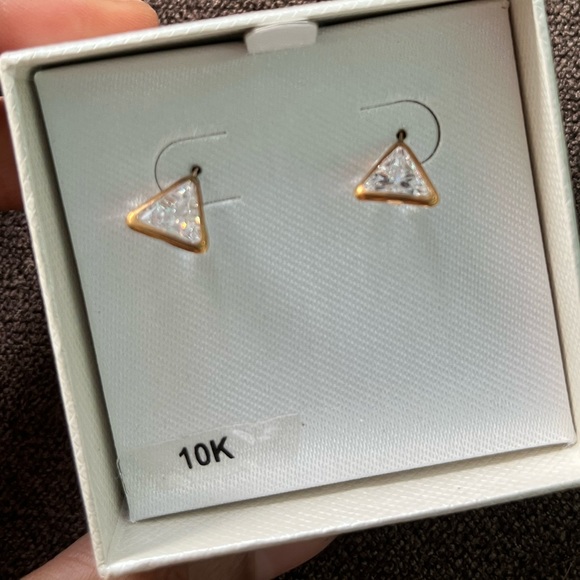 Dangle diamond triangle earrings - Picture 3 of 9